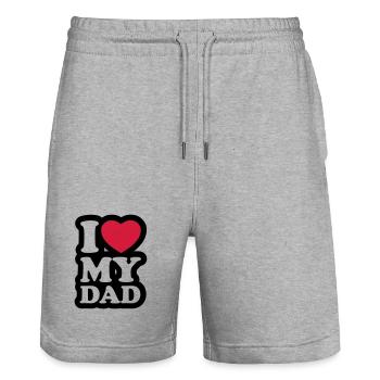 I love my dad - J'aime mon papa - Short de jogging bio TRAINER Stanley/Stella unisexe - gris chiné - Devant - Nik (191cm) & Marisol (170cm)