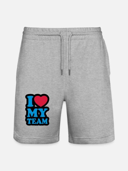 I love my team - Stanley/Stella Trainer Unisex Organic Jogging Shorts - heather grey