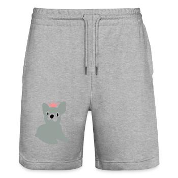 dog - Stanley/Stella Trainer Unisex Organic Jogging Shorts - heather grey - Front - Nik (191cm) & Marisol (170cm)