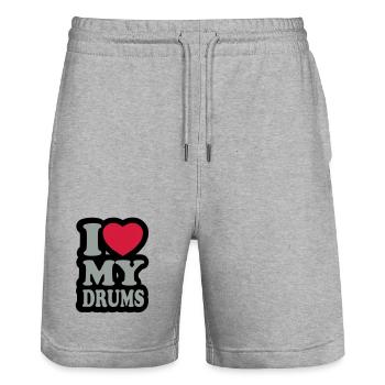 I love my drums - Ich liebe meine Trommeln - Stanley/Stella Unisex Bio Joggingshorts Trainer  - Grau meliert - Vorne - Nik (191cm) & Marisol (170cm)