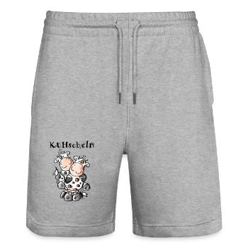 KUHschelnde Kühe - Kuh - Stanley/Stella Unisex Bio Joggingshorts Trainer  - Grau meliert - Vorne - Nik (191cm) & Marisol (170cm)