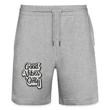 Good Vibes Only | Positivity | Positive thinking - Stanley/Stella Trainer Unisex Organic Jogging Shorts - heather grey - Front - Nik (191cm) & Marisol (170cm)