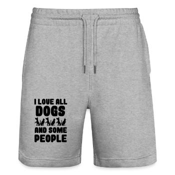 J’aime tous les chiens et certaines personnes, les chiens * - Short de jogging bio TRAINER Stanley/Stella unisexe - gris chiné - Devant - Nik (191cm) & Marisol (170cm)