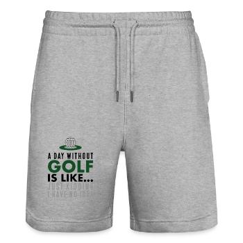 Drôles de slogans Golf - Short de jogging bio TRAINER Stanley/Stella unisexe - gris chiné - Devant - Nik (191cm) & Marisol (170cm)