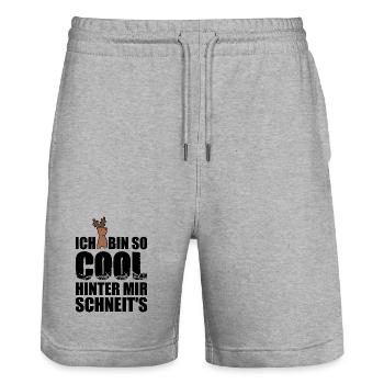 Lustige Sprüche für coole Typen - Stanley/Stella Unisex Bio Joggingshorts Trainer  - Grau meliert - Vorne - Nik (191cm) & Marisol (170cm)