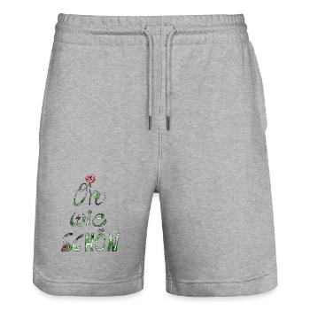 Oh wie schön! Lieber Spruch Kompliment mit Rose - Stanley/Stella Unisex Bio Joggingshorts Trainer  - Grau meliert - Vorne - Nik (191cm) & Marisol (170cm)