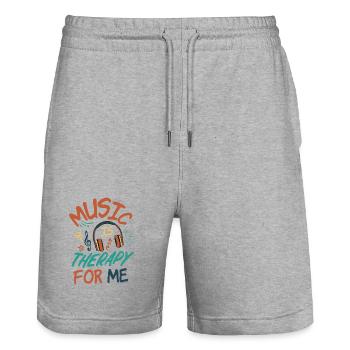 Musik ist Therapie für mich - Stanley/Stella Unisex Bio Joggingshorts Trainer  - Grau meliert - Vorne - Nik (191cm) & Marisol (170cm)