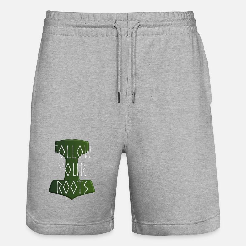 Follow your Roots - Hammer Donar Thor Mjölnir - Stanley/Stella Unisex Bio Joggingshorts Trainer  - Grau meliert