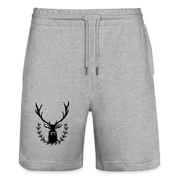 Cerf avec couronne de laurier - Short de jogging bio TRAINER Stanley/Stella unisexe - gris chiné - Devant - Nik (191cm) & Marisol (170cm)