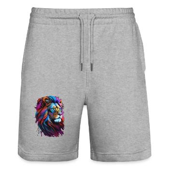 Löwe - Stanley/Stella Unisex Bio Joggingshorts Trainer  - Grau meliert - Vorne - Nik (191cm) & Marisol (170cm)