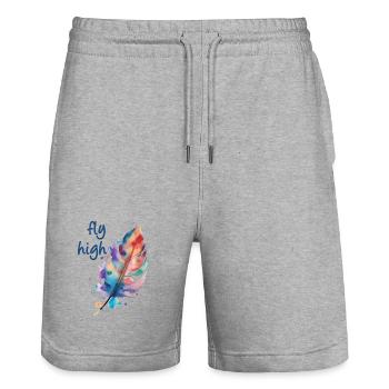 fly high - Stanley/Stella Unisex Bio Joggingshorts Trainer  - Grau meliert - Vorne - Nik (191cm) & Marisol (170cm)
