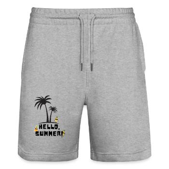 Hello summer - Stanley/Stella Trainer Unisex Organic Jogging Shorts - heather grey - Front - Nik (191cm) & Marisol (170cm)