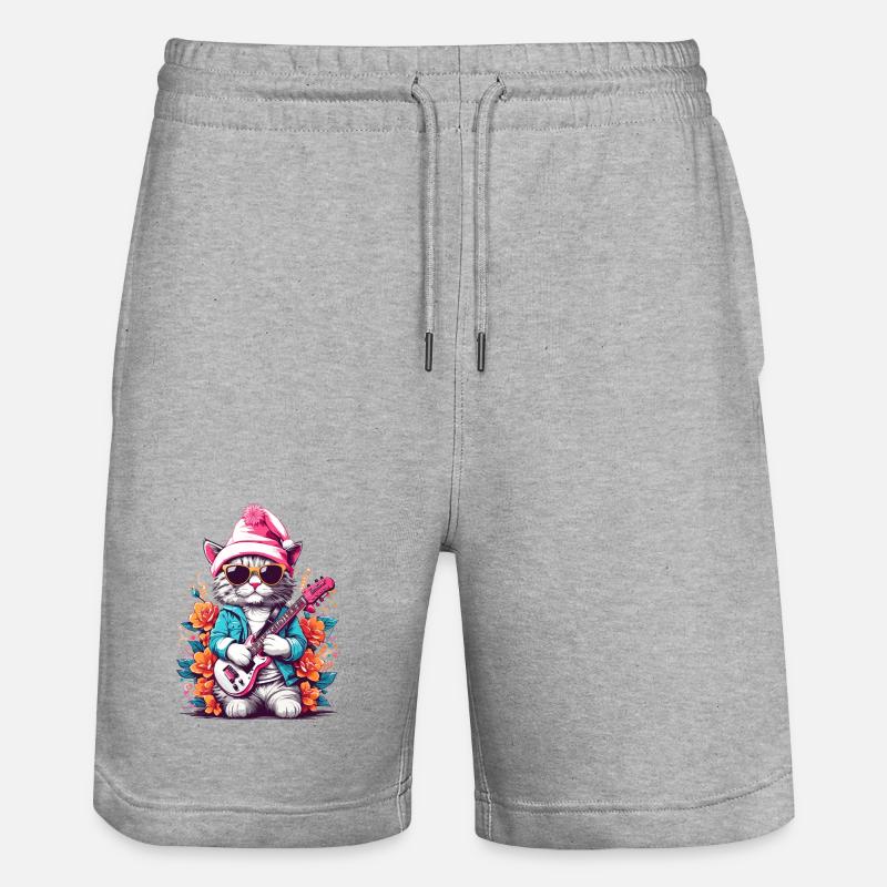 Chat mignon avec guitare - Short de jogging bio TRAINER Stanley/Stella unisexe - gris chiné