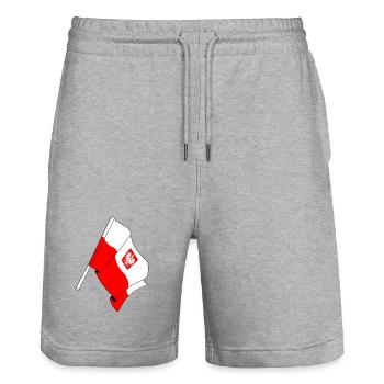 Pavillon : Pologne - Short de jogging bio TRAINER Stanley/Stella unisexe - gris chiné - Devant - Nik (191cm) & Marisol (170cm)