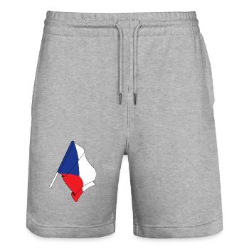 Flag of the Czech Republic - Stanley/Stella Trainer Unisex Organic Jogging Shorts - heather grey - Front - Nik (191cm) & Marisol (170cm)