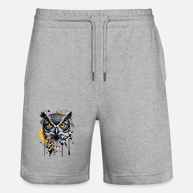 Eule Bunt - Nachteule - Schleiereule - Kauz - Stanley/Stella Unisex Bio Joggingshorts Trainer  - Grau meliert