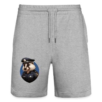 Polizei Dachs - Stanley/Stella Unisex Bio Joggingshorts Trainer  - Grau meliert - Vorne - Nik (191cm) & Marisol (170cm)