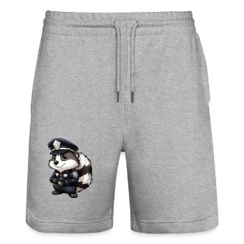 Skunk Police - Stanley/Stella Trainer Unisex Organic Jogging Shorts - heather grey - Front - Nik (191cm) & Marisol (170cm)