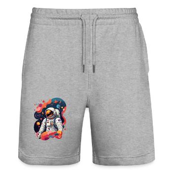 Astronaut - Stanley/Stella Unisex Bio Joggingshorts Trainer  - Grau meliert - Vorne - Nik (191cm) & Marisol (170cm)