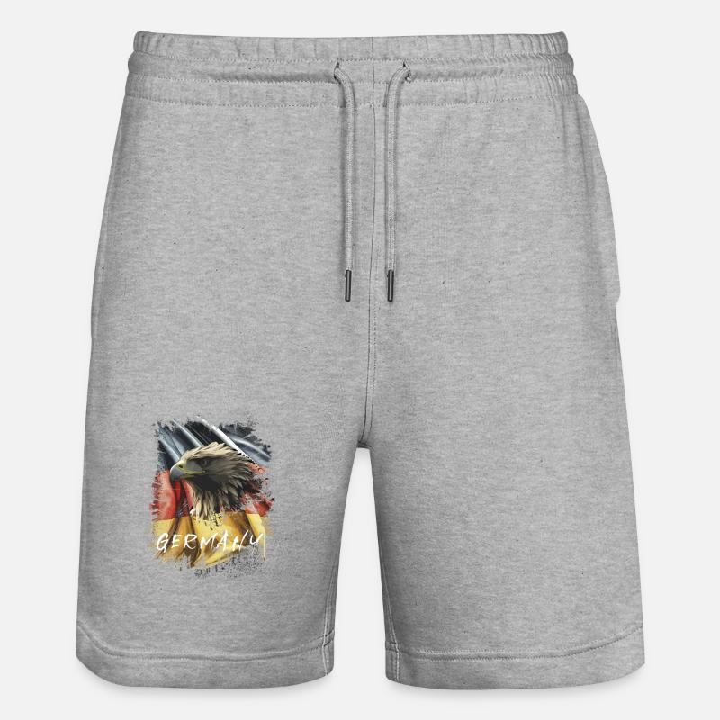 Germany Eagle Eagle Head Gift - Stanley/Stella Trainer Unisex Organic Jogging Shorts - heather grey