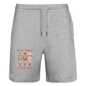 Ugly Christmas Sweater - Stanley/Stella Trainer Unisex Organic Jogging Shorts - heather grey - Front - Nik (191cm) & Marisol (170cm)