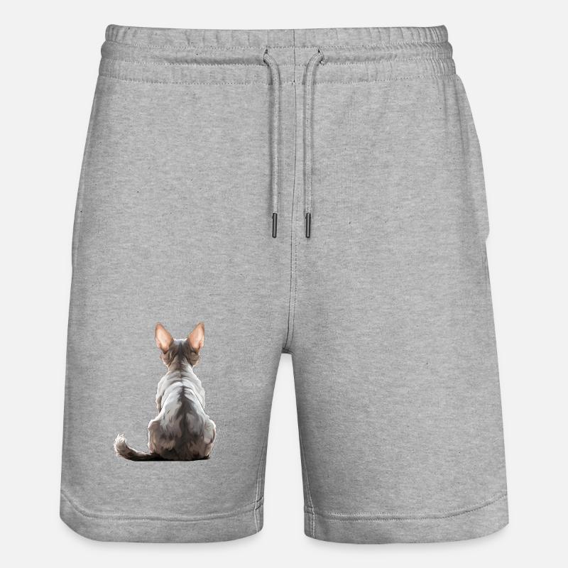 Chat Devon Rex - Short de jogging bio TRAINER Stanley/Stella unisexe - gris chiné