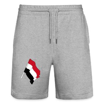 Flag of Yemen - Stanley/Stella Trainer Unisex Organic Jogging Shorts - heather grey - Front - Nik (191cm) & Marisol (170cm)