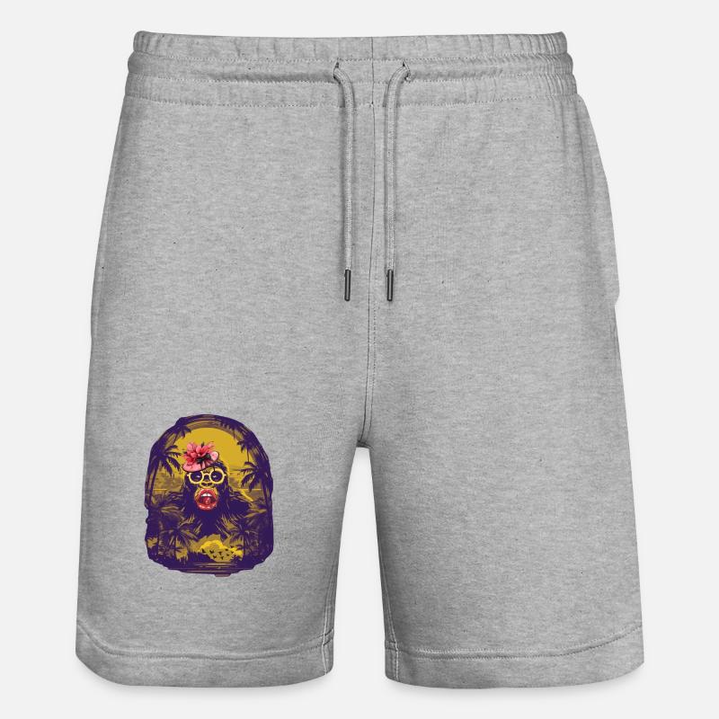 Gorille Pop Art - Short de jogging bio TRAINER Stanley/Stella unisexe - gris chiné