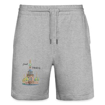 St. Petersburg, Church, Russia, Hand Drawing - Stanley/Stella Trainer Unisex Organic Jogging Shorts - heather grey - Front - Nik (191cm) & Marisol (170cm)