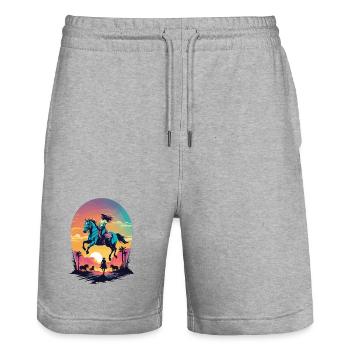 Sports équestres, sports équestres - Short de jogging bio TRAINER Stanley/Stella unisexe - gris chiné - Devant - Nik (191cm) & Marisol (170cm)