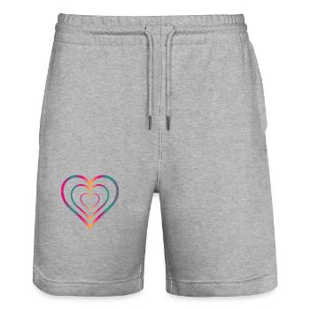 HERZ - Stanley/Stella Unisex Bio Joggingshorts Trainer  - Grau meliert - Vorne - Nik (191cm) & Marisol (170cm)