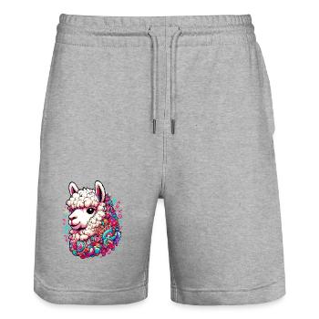 Alpaga - Short de jogging bio TRAINER Stanley/Stella unisexe - gris chiné - Devant - Nik (191cm) & Marisol (170cm)