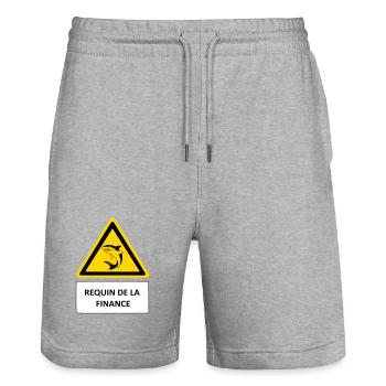Shark of finance - Stanley/Stella Trainer Unisex Organic Jogging Shorts - heather grey - Front - Nik (191cm) & Marisol (170cm)