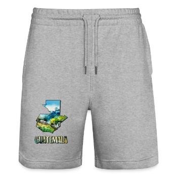 Watercolor Map of Guatemala - Stanley/Stella Trainer Unisex Organic Jogging Shorts - heather grey - Front - Nik (191cm) & Marisol (170cm)