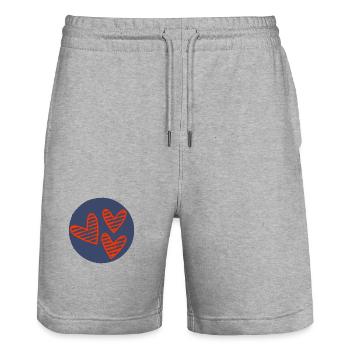 COEUR. MERCI. MAÎTRESSE. MAÎTRE. MERCI MAÎTRESSE. - Short de jogging bio TRAINER Stanley/Stella unisexe - gris chiné - Devant - Nik (191cm) & Marisol (170cm)
