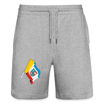 Flag Holy Cross Poland - Stanley/Stella Trainer Unisex Organic Jogging Shorts - heather grey - Front - Nik (191cm) & Marisol (170cm)