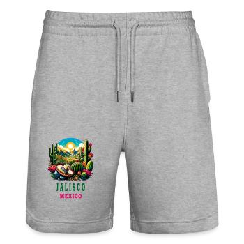 Jalisco Mexiko Kaktus Wüsten Design - Stanley/Stella Unisex Bio Joggingshorts Trainer  - Grau meliert - Vorne - Nik (191cm) & Marisol (170cm)