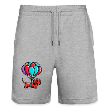 Dackelhund mit Luftballons - Stanley/Stella Unisex Bio Joggingshorts Trainer  - Grau meliert - Vorne - Nik (191cm) & Marisol (170cm)