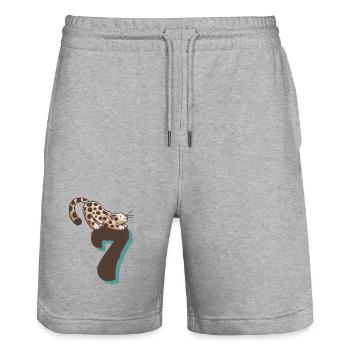 Cat Number 7 - Stanley/Stella Trainer Unisex Organic Jogging Shorts - heather grey - Front - Nik (191cm) & Marisol (170cm)