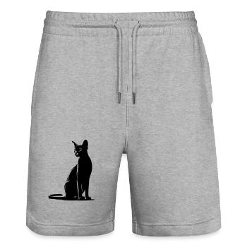 Chat abyssin - Short de jogging bio TRAINER Stanley/Stella unisexe - gris chiné - Devant - Nik (191cm) & Marisol (170cm)