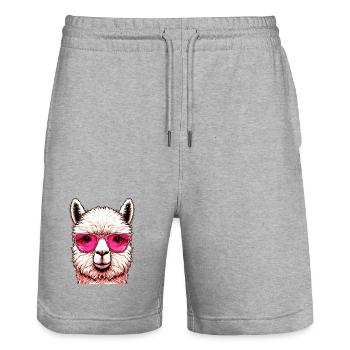 Alpaca - Stanley/Stella Trainer Unisex Organic Jogging Shorts - heather grey - Front - Nik (191cm) & Marisol (170cm)