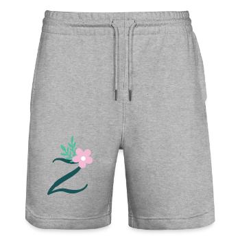Eleganter Buchstabe 'Z' mit Blumen - Stanley/Stella Unisex Bio Joggingshorts Trainer  - Grau meliert - Vorne - Nik (191cm) & Marisol (170cm)