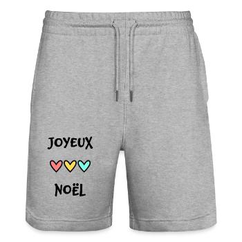 WEIHNACHTEN. FROHE WEIHNACHTEN. FROHE WEIHNACHTEN. WEIHNACHTSMANN - Stanley/Stella Unisex Bio Joggingshorts Trainer  - Grau meliert - Vorne - Nik (191cm) & Marisol (170cm)