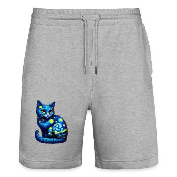 Cat - Stanley/Stella Trainer Unisex Organic Jogging Shorts - heather grey - Front - Nik (191cm) & Marisol (170cm)