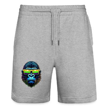 Gorilla - Stanley/Stella Trainer Unisex Organic Jogging Shorts - heather grey - Front - Nik (191cm) & Marisol (170cm)
