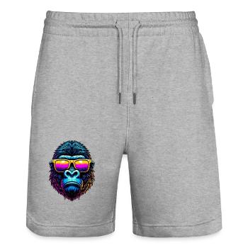 Gorilla - Stanley/Stella Unisex Bio Joggingshorts Trainer  - Grau meliert - Vorne - Nik (191cm) & Marisol (170cm)