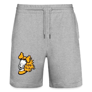 Horse Girl Female Cute Pretty Bow Woman - Stanley/Stella Trainer Unisex Organic Jogging Shorts - heather grey - Front - Nik (191cm) & Marisol (170cm)