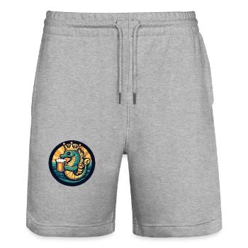 Seahorse Beer - Stanley/Stella Trainer Unisex Organic Jogging Shorts - heather grey - Front - Nik (191cm) & Marisol (170cm)
