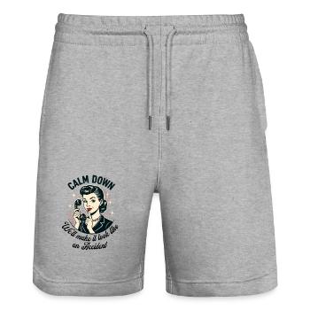 Beruhigen Sie sich, wir lassen es wie einen Unfall aussehen - Stanley/Stella Unisex Bio Joggingshorts Trainer  - Grau meliert - Vorne - Nik (191cm) & Marisol (170cm)