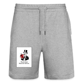 The capitalist - Stanley/Stella Trainer Unisex Organic Jogging Shorts - heather grey - Front - Nik (191cm) & Marisol (170cm)